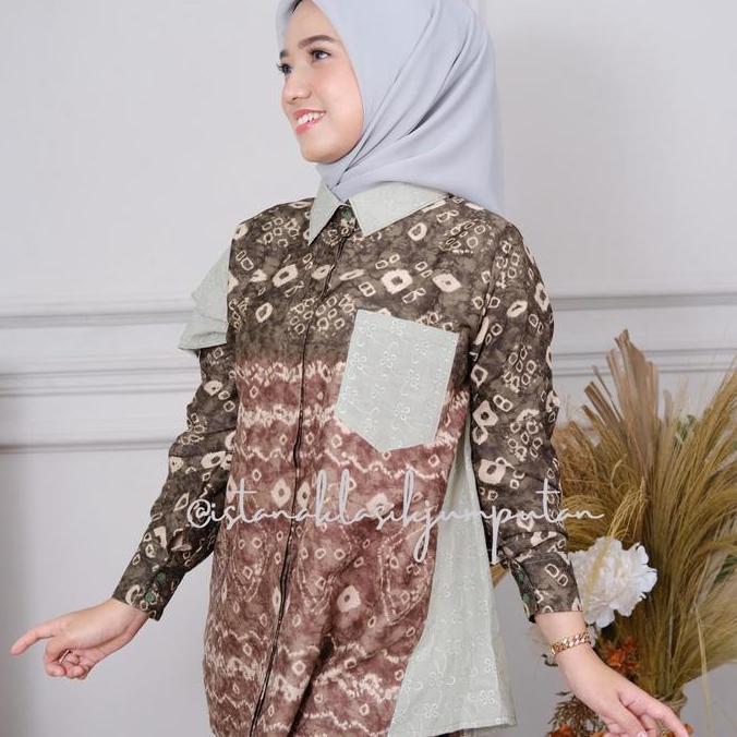RAFELA BLUS ATASAN JUMPUTAN KOMBINASI BY ISTANA KLASIK BATIK KERJA BATIK PALEMBANG JUMPUTAN PALEMBAN