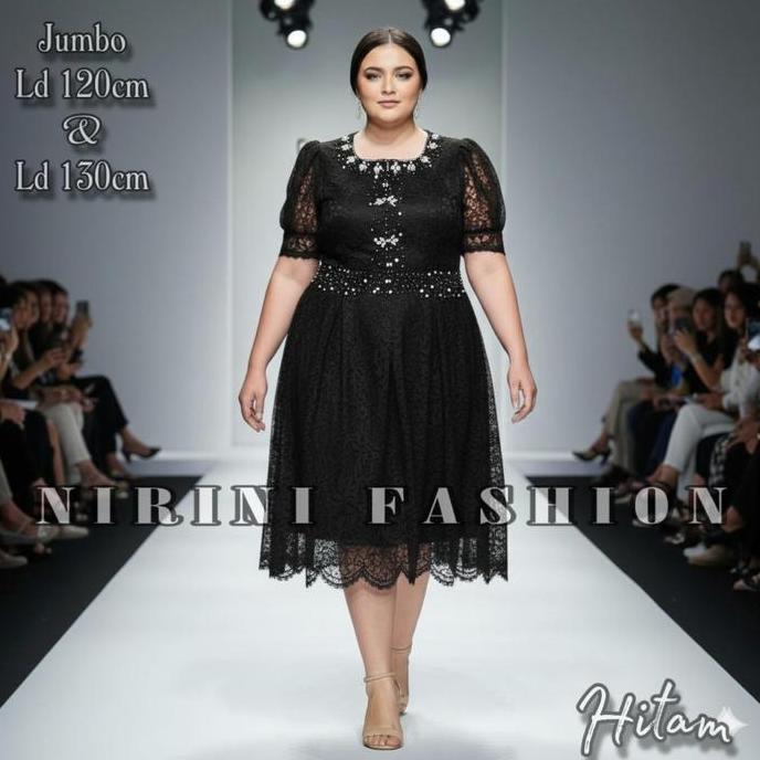 (Pasti RealPict) DRESS BRUKAT PAYET MUTIARA MEWAH KONDANGAN BSIZE JUMBO XXL,XXXL LD 120-130cm / GAUN