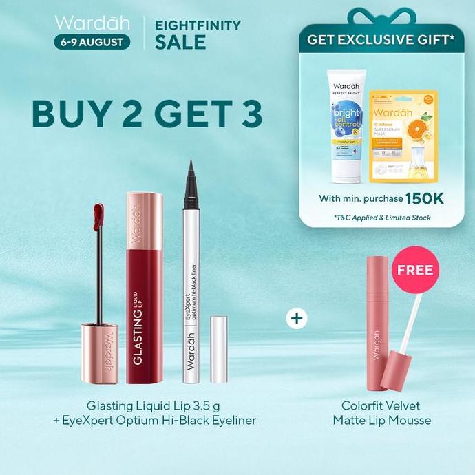 New- [8.8 DEALS: FREE Lip Mousse] Wardah EyeXpert Optimum Hi-Black Eyeliner + Glasting Lip - Eyeline