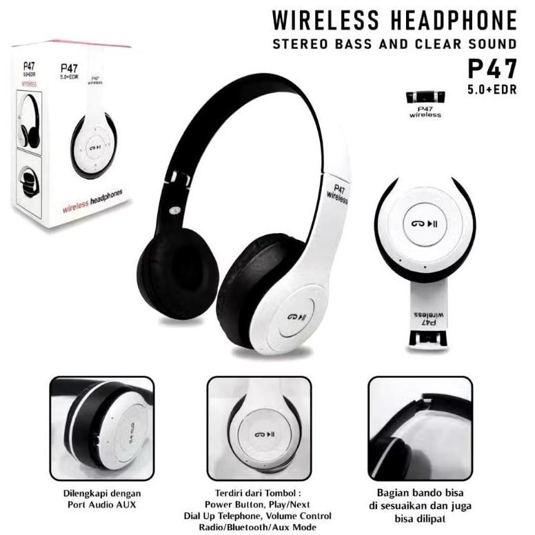 BIG SALE HOT SALE Headset Wireless P47 Pure BASS - Earphone Bluetooth Bando P47 Wireless /  Headset 