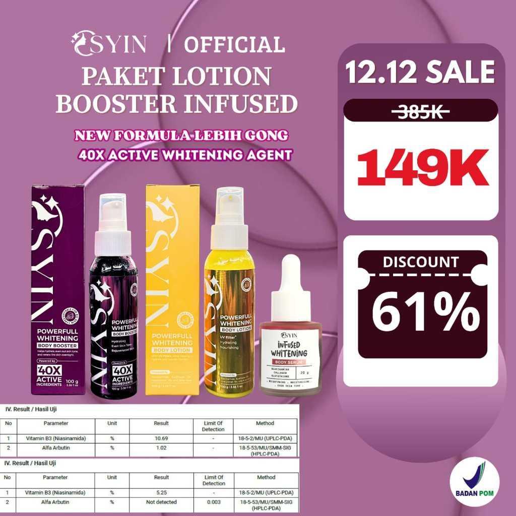 Paket Powerfull Whitening Body Lotion + Powerfull Whitening Body Booster + Infused Whitening Osyin G