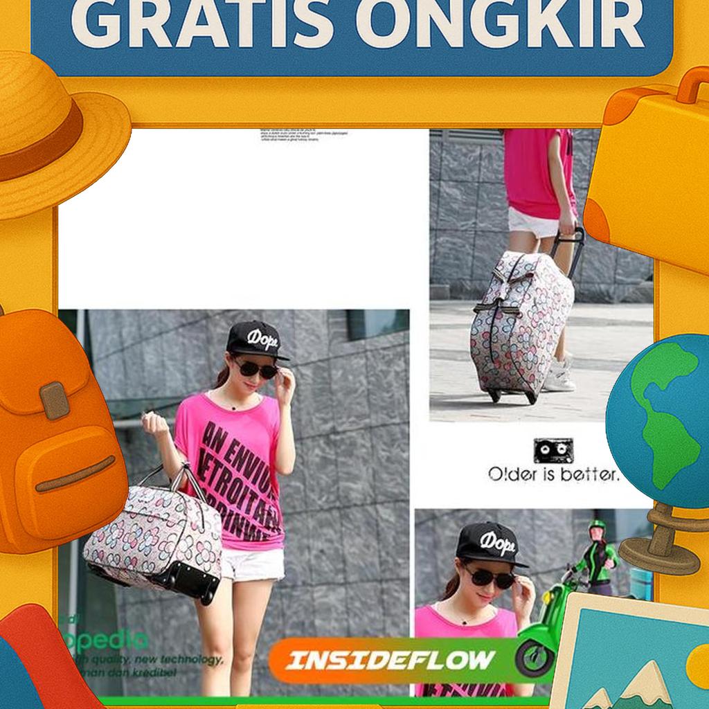 Tas Koper Roda Duffel Trolley Traveling