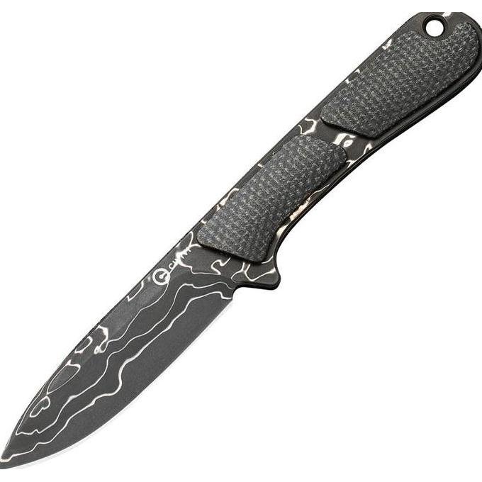 Miliki Civc23010Ds1 Civivi Mini Elementum Fixed Blade Damascus Green Canvas Micarta
