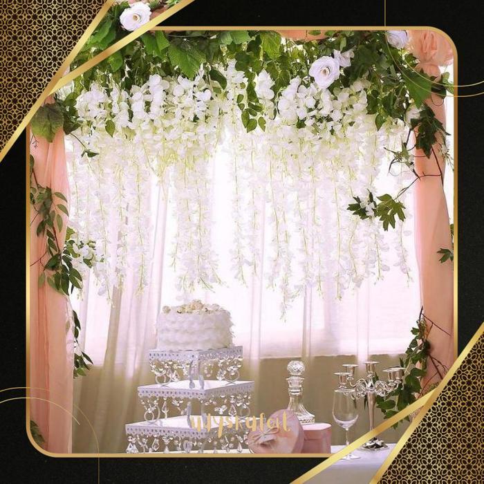 UDYSKAFOIT [ 1 LUSIN/12 PCS ] WISTERIA GANTUNG JUMBO / BUNGA WISTERIA BESAR WARNA PUTIH PREMIUM