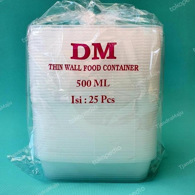 New-  KOTAK MAKANAN/PLASTIK MAKANAN/THINWALL MERK DM 500ML/500 ML