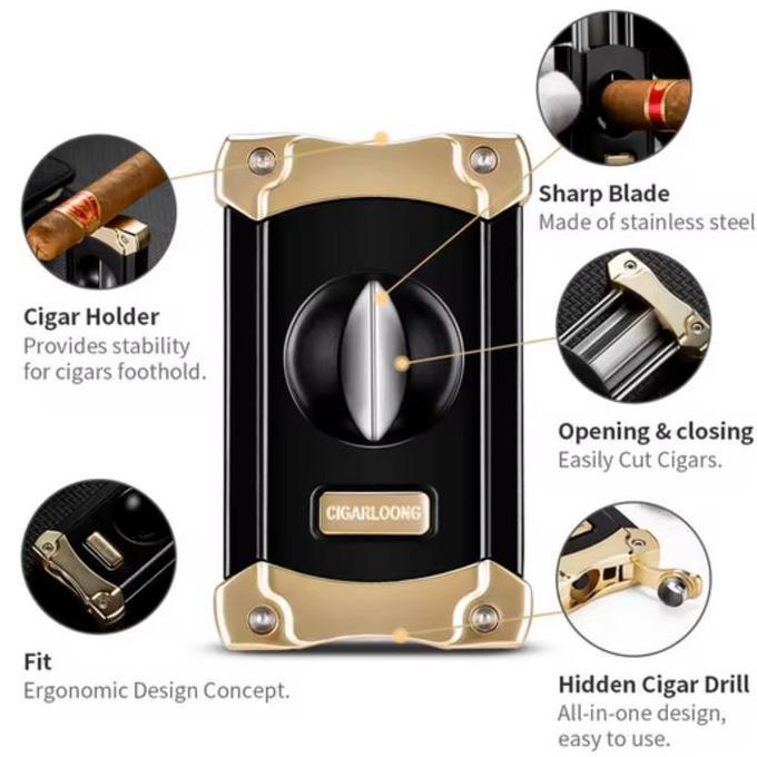 Terjangkau Cigarloong - Cutter Stainless Steel Sharpening V Cut Blades With Cigar Punch