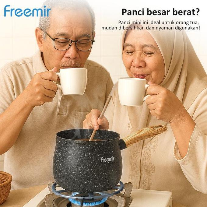 [NEW LAUNCH] freemir Panci Kopi Panci Anti Lengket Anti Tumpah Mini Gemoy MPASI Bahan Batu Granit Ce