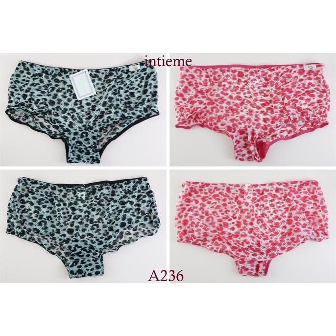 Murah Celana Dalam Wanita Transparan Motif Leopard / Panty Lingerie Boy Short Elastis A236 Non COD
