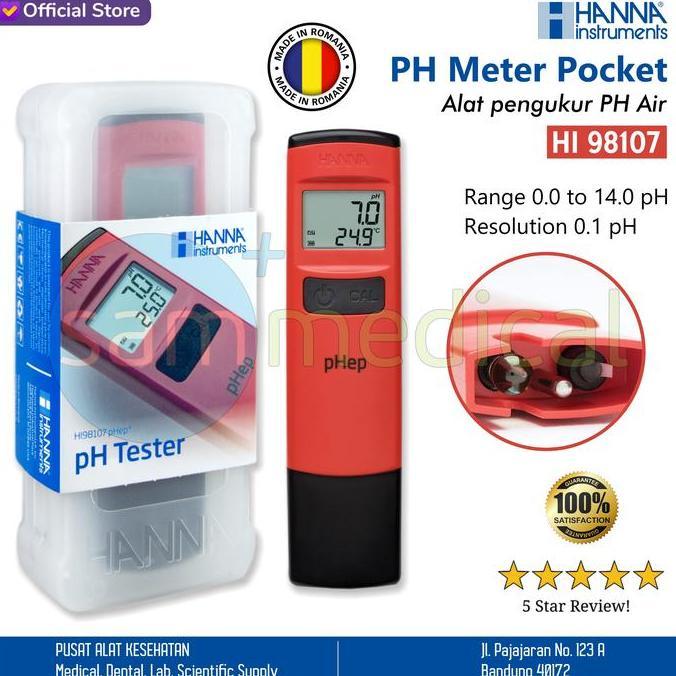 Hanna PH Meter pocket / Alat Cek PH Air HI 98107