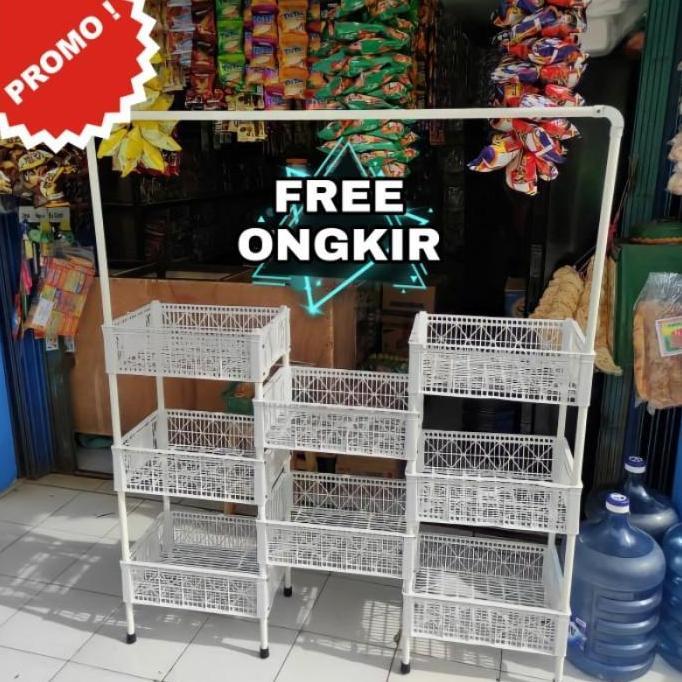 New- RAK SUSUN WARUNG Rak Warung Keranjang Susun Rak Dagangan Rak Kopi