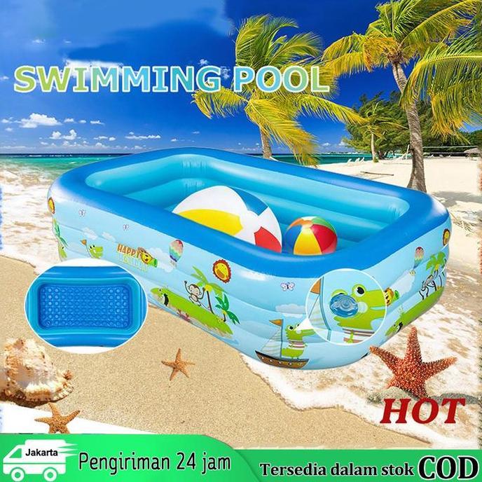 Promo 120 cm -210cm kolam renang anak /Kolam Renang Keluarga Tiup Besar /dengan pompa Kolam renang a