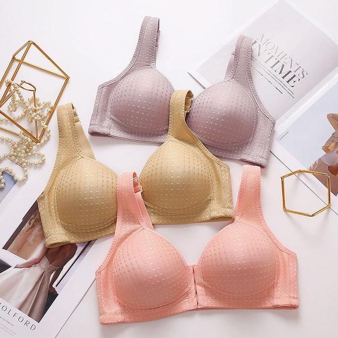 Promo Bra Busui Big Size BH Wanita Tanpa Kawat Full Coverage Kancing Depan Tali Lebar Diskon