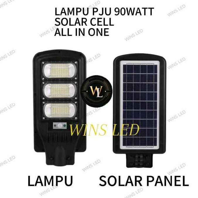 BEBAS ONGKIR - lampu jalan led tenaga surya 90w pju solar cell 90watt 90 watt all in one 30 60 90 12