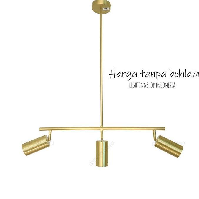 TERBARU - Lampu gantung sorot panjang 60cm gold 3L spotlight meja mini bar
