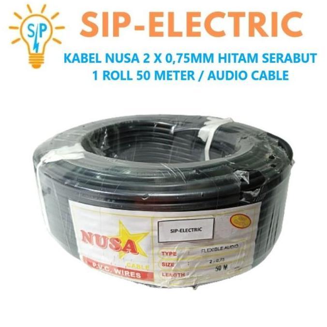 NEW KABEL NUSA NYYHY 2X0.75 MM HITAM 1 ROLL 50 METER / NUSA NYYHY 2X0,75M