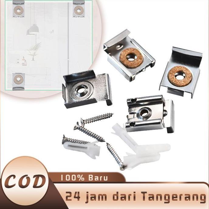 NUWAX Jepitan Kaca Cermin Dinding Bracket Klem Kaca Cermin Dinding Plat Jepit Kaca