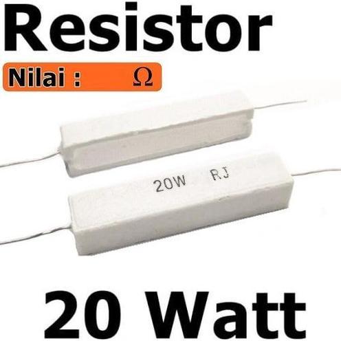 RESISTOR 20WATT PUTIH KOTAK RESISTOR 20 WATT KAPUR BATU KERAMIK NILAI : 4.7 OHM 10 OHM 15 OHM 18 OHM