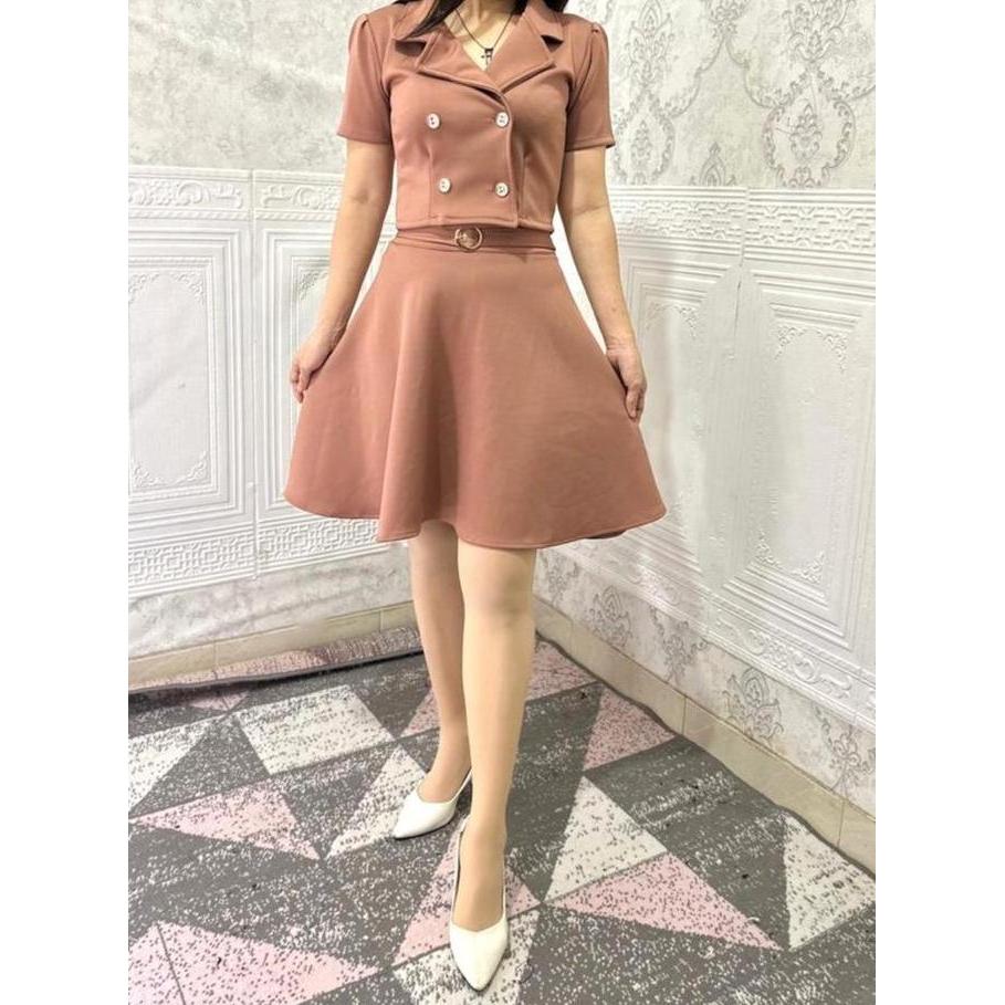 Terpopuler- One Set Odelia 6868 Blazer Wanita Hitam Putih Maroon Hijau Botol Kancing Aktif Karet Pin