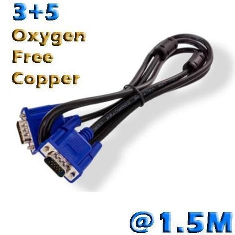 KABEL VGA 3+5 1.5M OFC CABLE OXYGEN FREE COPPER HIGH QUALITY UNTUK KOMPUTER, LAPTOP , LCD / MONITOR 