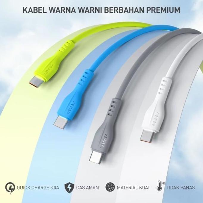 New- VEGER V-108 Kabel Data Type-C USB (1 Toples isi 20PCS) QC 3.0A ORI