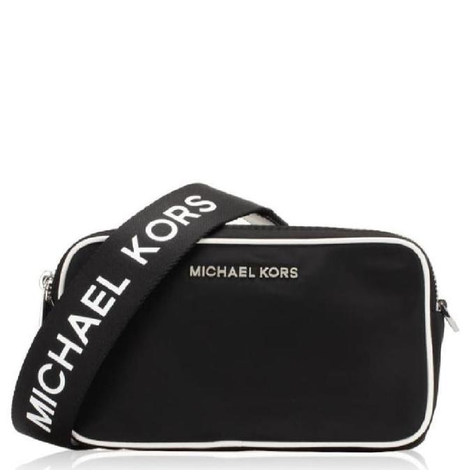 MICHAEL KORS Connie Nylon Small Camera Bag Black Optic White