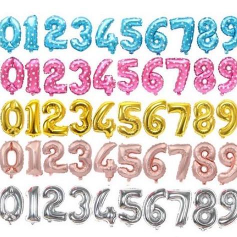 New- (ECERAN) BALON HURUF ANGKA Foil 40cm Emas Silver Pink Biru Dekorasi
