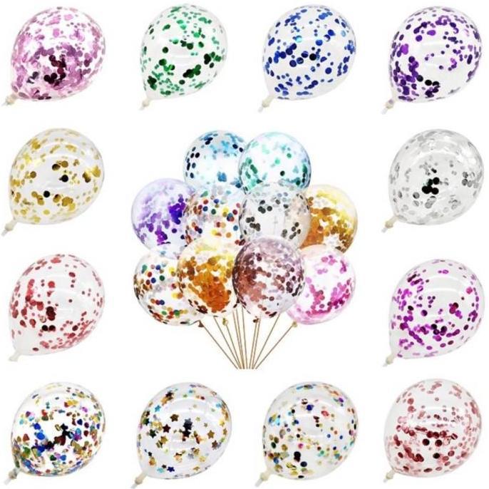 New- Balon Isi Confetti / Balon Ulang Tahun Bening