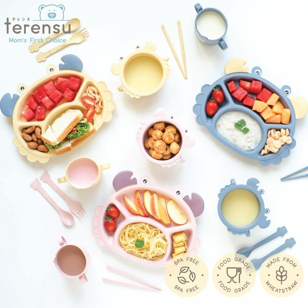 best deals terensu [ satu set ] alat makan anak sekat set 6 in 1 ( piring + mangkok + gelas + sendok
