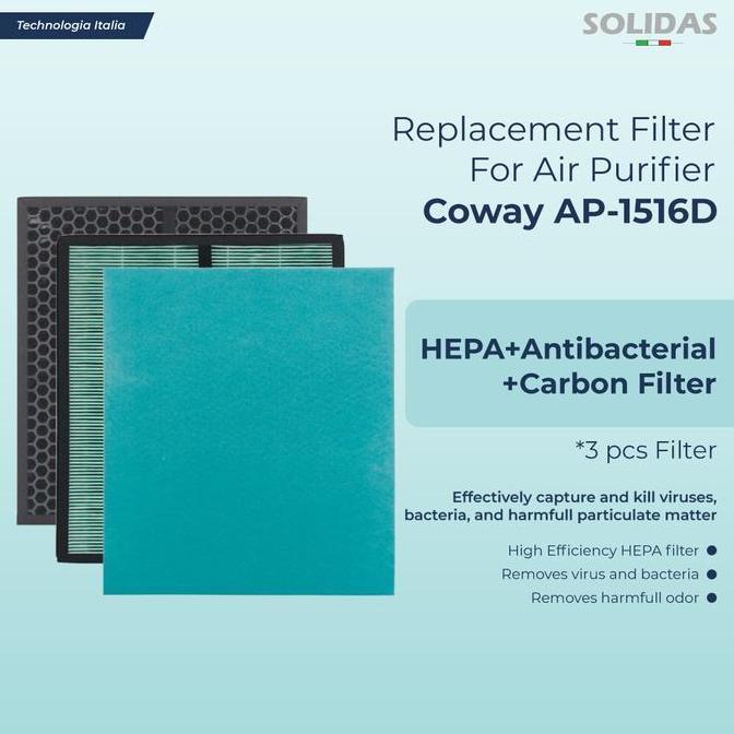 Solidas Replacement Filter Air Purifier Coway Ap-1516D / Hepa+Carbon+Fine Dust Kualitas Terbaik Harg