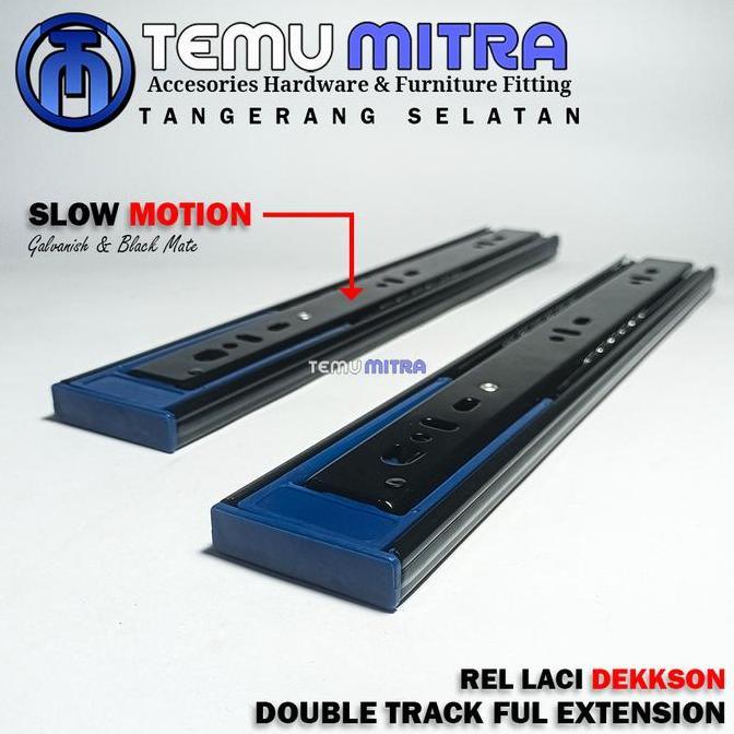1 Set Rel Laci 35Cm, Rel Laci Double Track Soft Close, Rel Dekkson, Dekson Rel Lemari Laci Slowmotio
