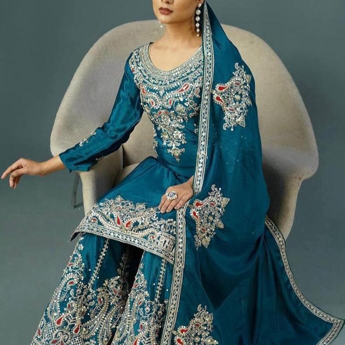 Baju setelan celana palazo mewah asli india