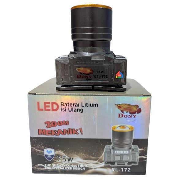 SENTER KEPALA DONY KL-172 ZOOM MEKANIK (25 WATT) / DONY SENTER KEPALA KL172 ZOOM CAHAYA FOKUS DAN ME