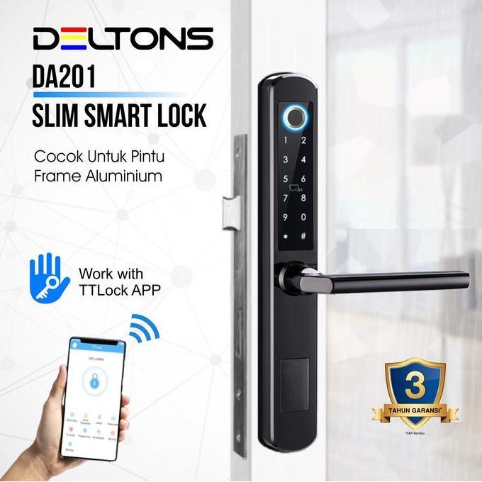 Slim Smart Door Lock Aluminium Smart Lock Door Finger Card Password