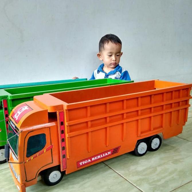 Miniatur mobil truk tronton oleng kayu truck oleng besar 70cm mainan Kode 859