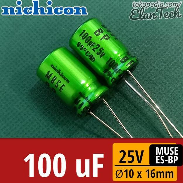 New- Elco 100uF 25V Nichicon Muse ES BP 100 uF Kapasitor Capacitor ElanTech