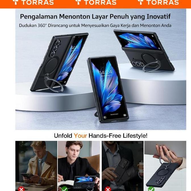 Torras Casing Compatible For Samsung Z Fold 7 360 Stand Multifungsi Casing Hybrid Anti-Bentur & Magn