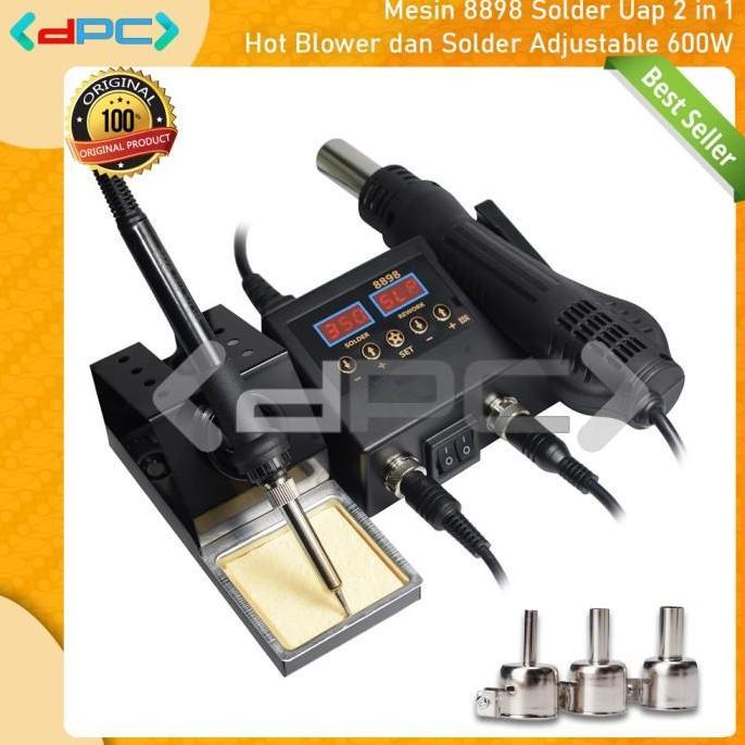 NEW Solder Uap 2 in 1 Hot Blower dan Solder Adjustable 600W Mesin 8898