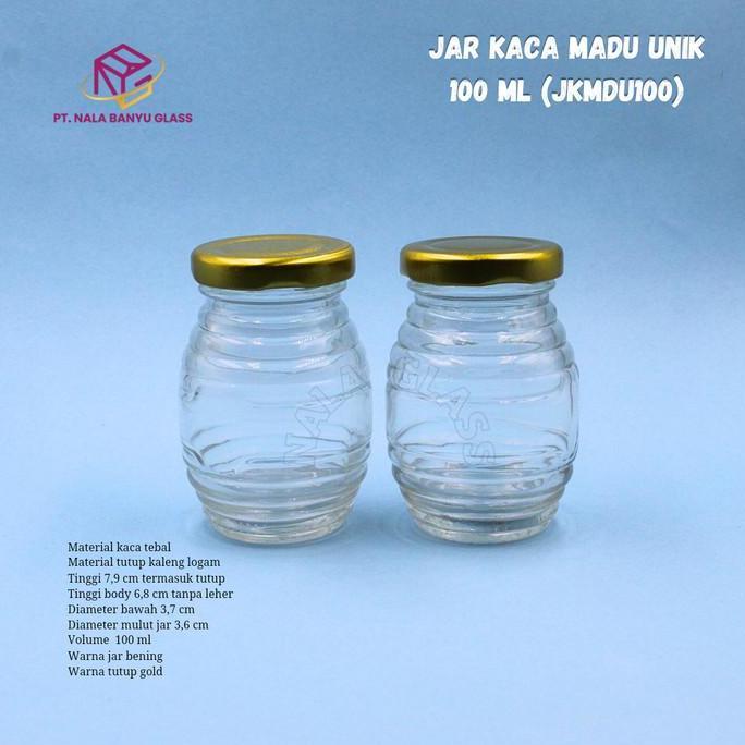 Best- JKMDU100 jar kaca madu 100ml / tempat madu/toples kaca madu/botol madu