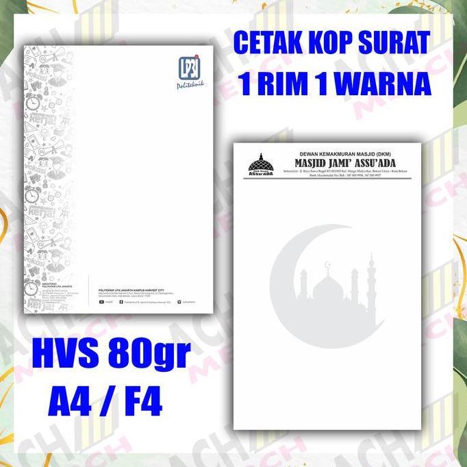 HARGA DISC - CETAK KOP SURAT HVS 80GR 1 RIM 1 WARNA