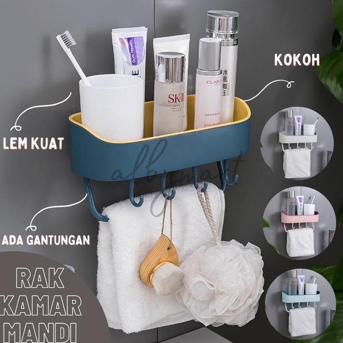 Bathroom Organizer|rak plastik gantung sabun| Rak Dinding serbaguna/rak kamar mandi|gantungan kamar 