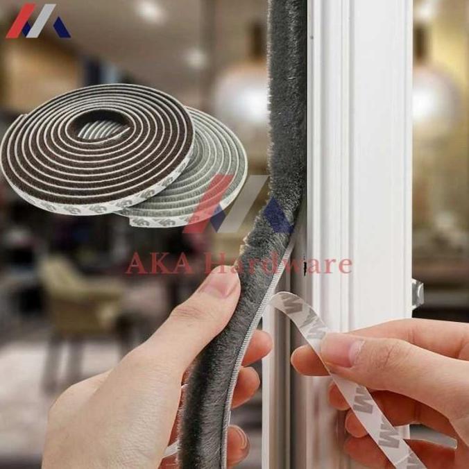 Best- Mohair Tape Seal Bulu Penutup Celah Pintu Grey Double Tape