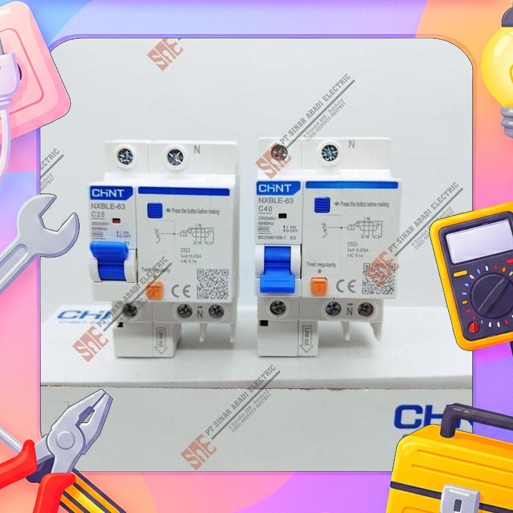 Rcbo / Elcb Chint 1P + N Phase 25A 40A Nxble-63 Mcb
