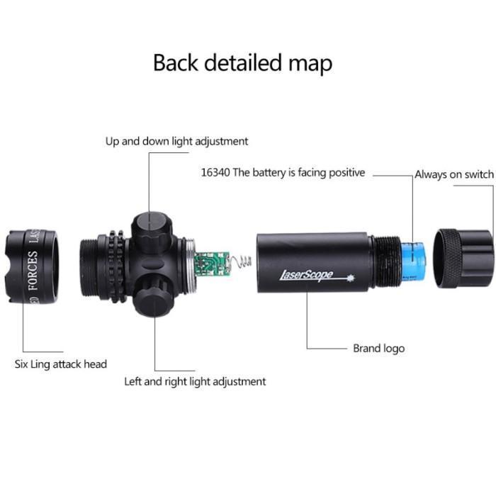 Taffled Tactical Green Dot Laser Paintball Scope Mount + Baterai + Ch Original Dan Terpercaya