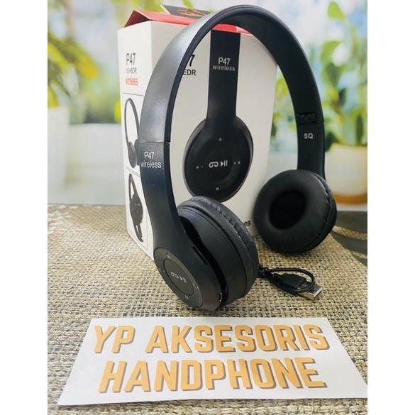 BIG PROMO NEW HEADSET BLUETOOTH BANDO P47 5.0+EDR WIRELESS HEADPHONE SPORTS HF HANDSFREE MUSIK BASS