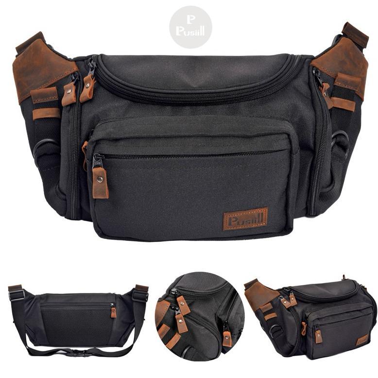 Original` Pusiill-Waist Bag/Waistbag Kulit Asli+Cordura/Tas Selempang Pria&Wanita/Tas Pinggang
