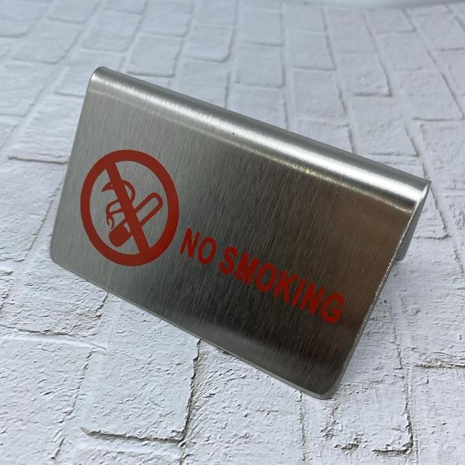 No smoking sign plate plat dilarang merokok meja table besi stainless TER