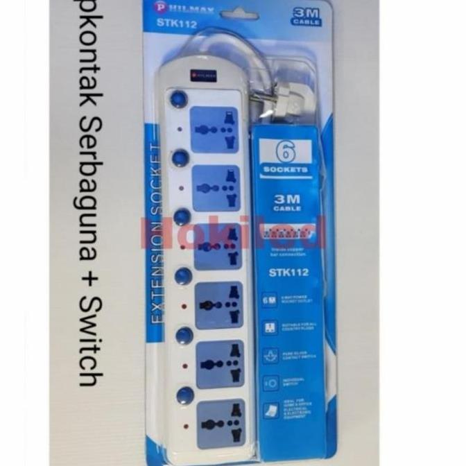 Stop Kontak 6 Lubang Universal Colokan Listrik Stop Kontak 6 Lubang