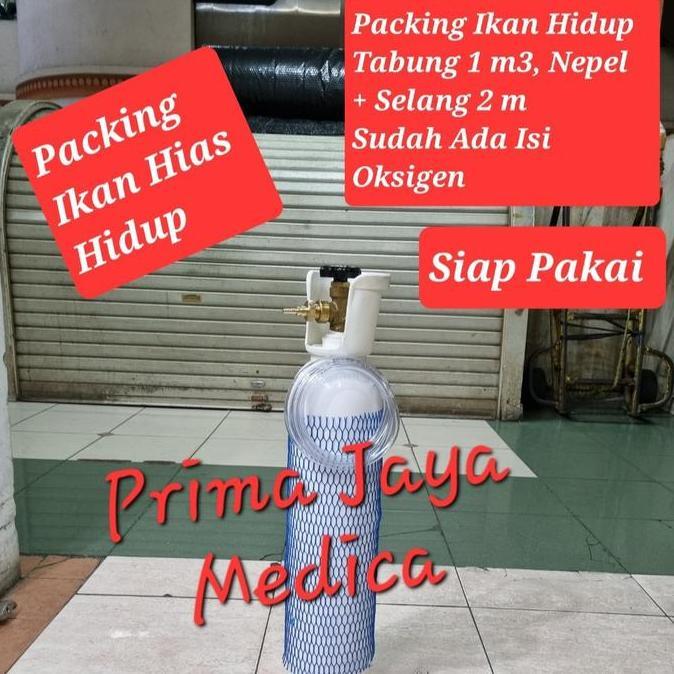 TERBARU - Tabung Oksigen 1m3, Konektor / Nepel, Selang, Packing Ikan Hias Hidup