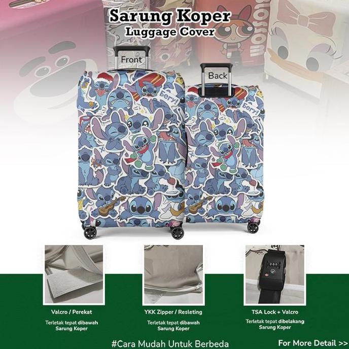 NEW STITCH 003 Sarung Koper Luggage Cover 20-32 Inch Bahan Aglatex OEKO-TEX Pelindung Koper dengan P