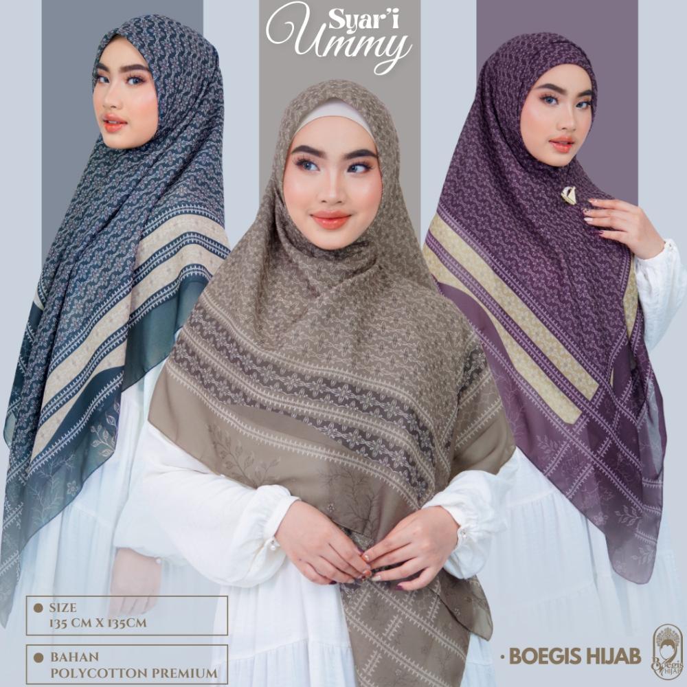 Bugis Hijab - Kerudung Segi Empat Polycotton Motif Syar'i 135x135 (Hijab Syari)
